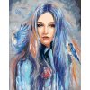 Malowanie po numerach - KOBIETA Z NIEBIESKIMI PTAKAMI