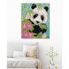 Malowanie po numerach - PANDA Z BAMBUSEM I KWIATAMI