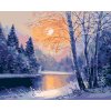 Malowanie po numerach - ZIMOWA RZEKA I DRZEWA