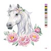 Malowanie po numerach - BIAŁY KOŃ Z PIWONIAMI
