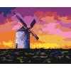 Malowanie po numerach - STARY WIATRAK NA  KWIATOWYM POLU