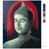 Malowanie po numerach - BUDDA NA CZERWONYM TLE (Wariant płótno bez ramy, Rozmiar 40x50 cm)