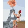 Malowanie po numerach - WIEŻA EIFFLA I KOBIETA Z CZERWONYMI BALONAMI