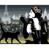 Malowanie po numerach - KOBIETA Z CZARNYM KOTEM W PARYŻU