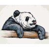 Malowanie po numerach - OBLIZUJĄCA SIĘ PANDA (Wariant płótno bez ramy, Rozmiar 40x50 cm)