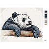 Malowanie po numerach - OBLIZUJĄCA SIĘ PANDA (Wariant płótno bez ramy, Rozmiar 40x50 cm)
