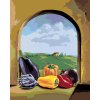 Malowanie po numerach - WARZYWA NA OKNIE Z WIDOKIEM NA KRAJOBRAZ