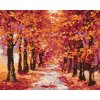 Malowanie po numerach - JESIENNY LAS W ODCIENIACH CZERWIENI