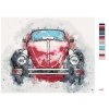 Malowanie po numerach - STARY CZERWONY SAMOCHÓD