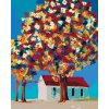 Malowanie po numerach - KOLOROWE DRZEWA I DOMEK