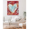 Malowanie po numerach - ZIELONE SERCE NA CZERWONYM TLE (HALEY BUSH)