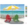 Malowanie po numerach - DREWNIANE KRZESŁO Z PARASOLEM NA PLAŻY (ROBERT JOHNSON)