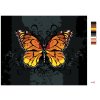 Malowanie po numerach - POMARAŃCZOWY MOTYL NA CZARNYM TLE