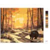 Malowanie po numerach - NIEDŹWIEDŹ NAD RZEKĄ W ZIMIE PRZY ZACHODZIE SŁOŃCA (D. RUSTY RUST)