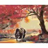 Malowanie po numerach - NIEDŹWIEDZIA PRZY WODOPOJU W JESIENNYM LESIE (D. RUSTY RUST)
