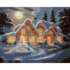 Malowanie po numerach - ZAŚNIEŻONA CHATKA NOCĄ (D. RUSTY RUST)