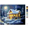 Malowanie po numerach - ZAŚNIEŻONY DOMEK POD KSIĘŻYCEM W PEŁNI (D. RUSTY RUST)