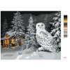Malowanie po numerach - ŚNIEŻNA SOWA W LESIE I DOMEK ZIMĄ (D. RUSTY RUST)