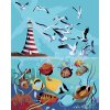 Malowanie po numerach - LATARNIA MORSKA, MEWY I RYBY (D. RUSTY RUST)