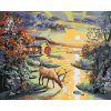 Malowanie po numerach - JELEŃ W RZECE, ILUZJA ZWIERZĄT I ZACHÓD SŁOŃCA (D. RUSTY RUST)