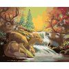 Malowanie po numerach - JELEŃ I WODOSPAD (D. RUSTY RUST) (Wariant płótno bez ramy, Rozmiar 40x50 cm)