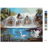 Malowanie po numerach - ŁABĘDZIE NA JEZIORZE I WODOSPAD (D. RUSTY RUST)