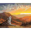 Malowanie po numerach - WYJĄCY WILK, ZACHÓD SŁOŃCA I GÓRY (D. RUSTY RUST)