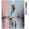 Malowanie po numerach - KOBIETA Z WALIZKĄ W DESZCZU