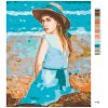 Malowanie po numerach - DZIEWCZYNA W NIEBIESKIEJ SUKIENCE Z KAPELUSZEM