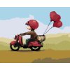 Malowanie po numerach - CHŁOPAK NA SKUTERZE Z BALONAMI