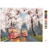 Malowanie po numerach - TRAMWAJE POD KWITNĄCYMI CZEREŚNIAMI