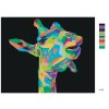 Malowanie po numerach - ŻYRAFA W STYLU POP-ART NA CZARNYM TLE