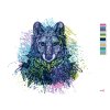Malowanie po numerach - KOLOROWY WILK NA BIAŁYM TLE
