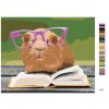 Malowanie po numerach - ŚWINKA MORSKA W OKULARACH CZYTAJĄCA KSIĄŻKĘ