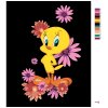 Malowanie po numerach - TWEETY I RÓŻOWE KWIATY (LOONEY TUNES)