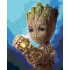 Malowanie po numerach - GROOT Z INFINITY GAUNTLET (Wariant płótno bez ramy, Rozmiar 40x50 cm)