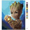 Malowanie po numerach - GROOT Z INFINITY GAUNTLET (Wariant płótno bez ramy, Rozmiar 40x50 cm)