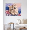 Malowanie po numerach - KOT I RÓŻOWE KWIATY