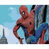Haft diamentowy - Spiderman na drapaczu chmur (Wariant płótno bez ramy, Rozmiar 40x50 cm)