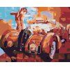 Haft diamentowy - Oldtimer i kobieta (Wariant płótno bez ramy, Rozmiar 40x50 cm)