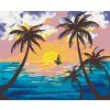 Haft diamentowy - Sunset Palm (Wariant płótno bez ramy, Rozmiar 40x50 cm)