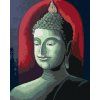 Haft diamentowy - BUDDA NA CZERWONYM TLE (Wariant płótno bez ramy, Rozmiar 40x50 cm)