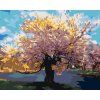 Haft diamentowy - SAKURA NAD POTOKIEM (Wariant płótno bez ramy, Rozmiar 40x50 cm)