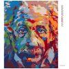 Haft diamentowy - KOLOROWY ALBERT EINSTEIN (Wariant płótno bez ramy, Rozmiar 40x50 cm)