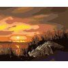 Haft diamentowy - ALIGATOR I ZACHÓD SŁOŃCA (D. RUSTY RUST) (Wariant płótno bez ramy, Rozmiar 40x50 cm)