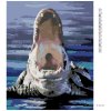 Haft diamentowy - ALIGATOR Z OTWARTYM PYSKIEM W WODZIE (D. RUSTY RUST)