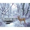 Haft diamentowy - JELEŃ, RZEKA I MOST ZIMĄ (D. RUSTY RUST)