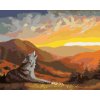 Haft diamentowy - WYJĄCY WILK, ZACHÓD SŁOŃCA I GÓRY (D. RUSTY RUST)