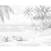 Kropkowanie - Łódki na plaży z palmami