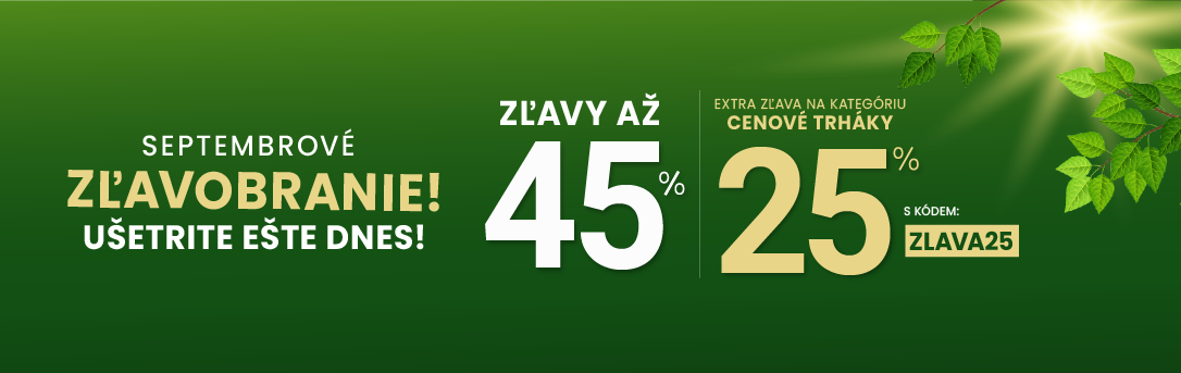 Zľavy až 45 % + naviac zľava 25 %
